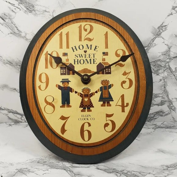 Elgin Clock Solid Wood Home Sweet Home Vintage - Picture 8 of 8